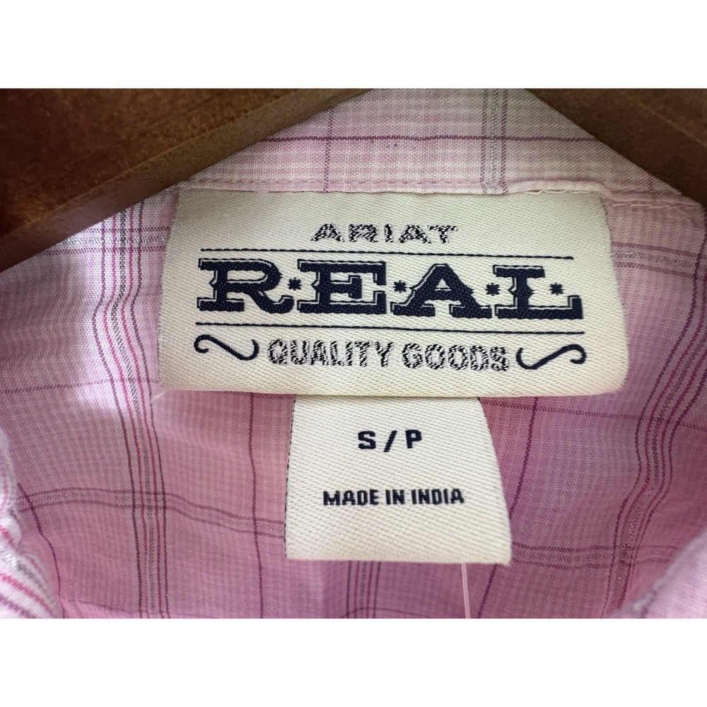 Ariat Real Rachel Bronco Snap Button Front Long Sleeve Western Pink Plaid Small - Picture 3 of 14